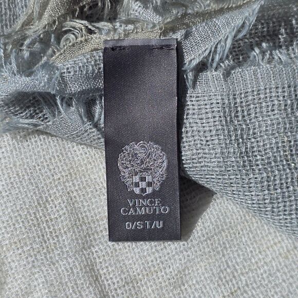 Vince Camuto Ombre Scarf, Light Blue Cream White, Tiny Gold Highlights, One Size - Picture 4 of 6